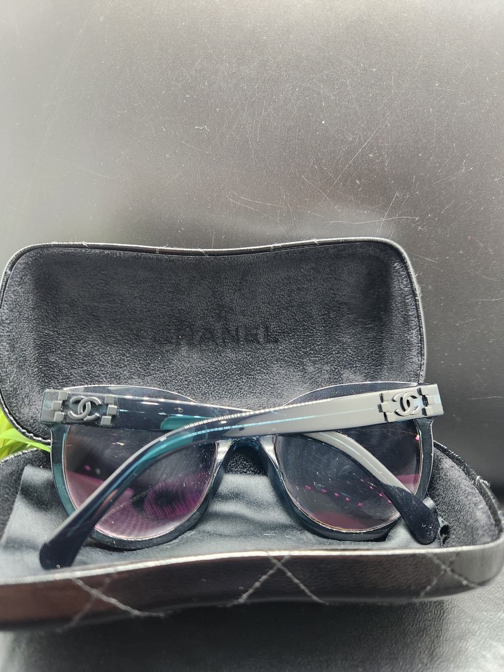 Chanel Women's Cat-Eye Sunglasses In Blue Mirror View 2